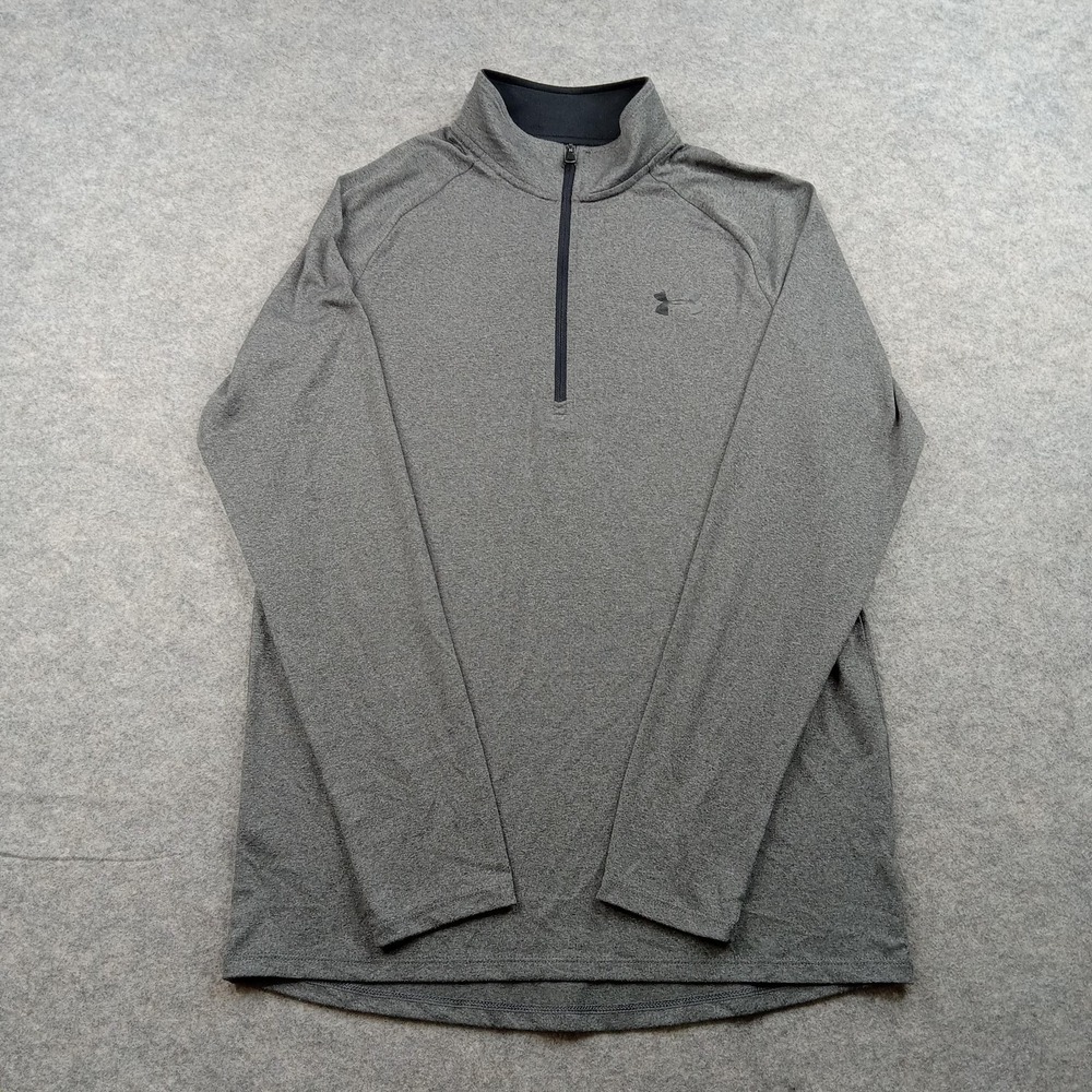 Under Armour Pullover Mens Small Gray HeatGear 1/4 Zip Athletic Long Sleeve